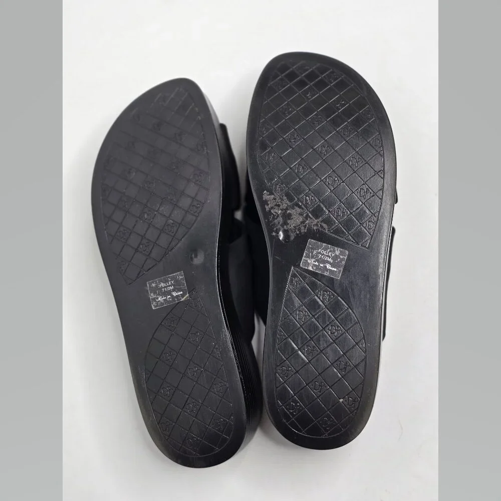 Donald Pliner Women Sandals 7.5‎ Folley Black Platform Wedge Criss Cross Slip On